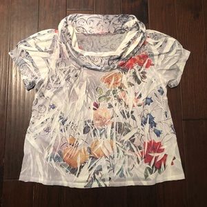 VINTAGE Y2K Semi See-Thru Plus Size Floral T-Shirt